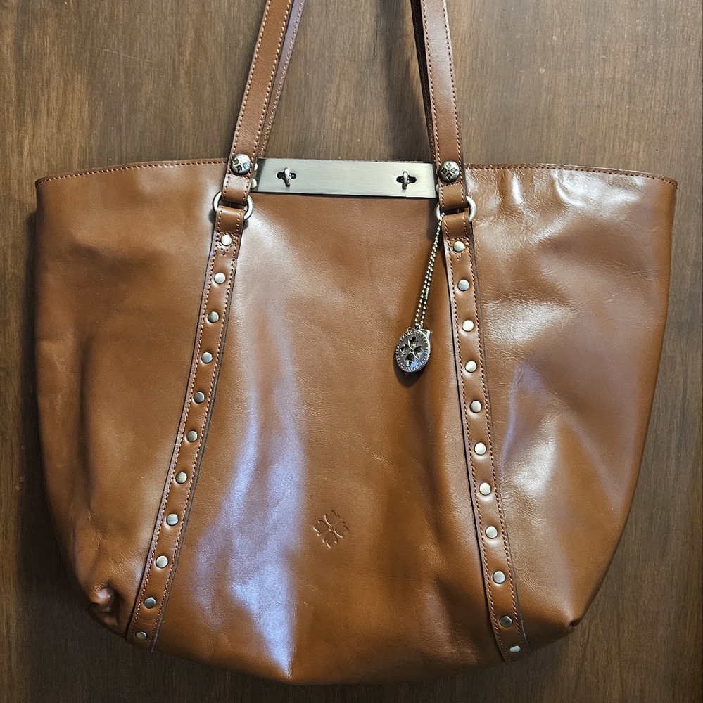 Patricia Nash Brown Leather Tote with Turnlock Detail
